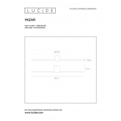 kinkiecik.pl Kinkiet MIZAR LED 1x6W 2700K IP44 Black 12201/60/30 Lucide